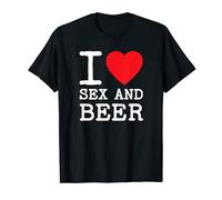 I Love Sex Beer with Red Heart Drink Couple Party T-Shirt