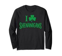 I Love Shamrock Clover Shenanigans Funny St Patrick Day Manche Longue