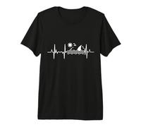 I Love Sharks Heartbeat Heart Line T-Shirt Haut de Gamme