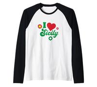 I Love Sicile Italien Cadeau Sicilien Sicilia Italie Manche Raglan