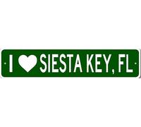 I Love Siesta Key Florida Metal Wall Decor City Limit Sign