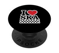 I Love Ska - Retro Checkerboard Music Reggae Streetstyle PopSockets PopGrip Adhésif