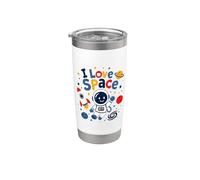 I Love Space Cute Astronaute Gobelet isotherme en acier inoxydable double paroi