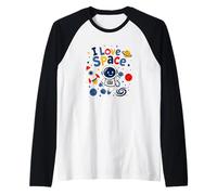 I Love Space Cute Astronaute Manche Raglan