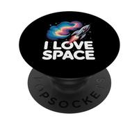I Love Space Enthusiast Astronaute Cosmos Adventure PopSockets PopGrip Adhésif