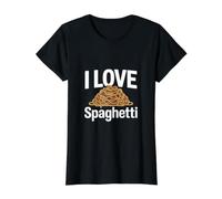 I Love Spaghetti Pâtes Nouilles Fun T-Shirt Graphique avec Valeur, Femme, Noir, XL
