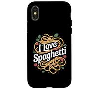 I Love Spaghetti Pâtes Tomates Basilic Coque pour iPhone X/XS