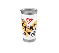 I Love Spain, Cool Spain Doodles Illustration Graphic Design Gobelet isotherme en acier inoxydable double paroi