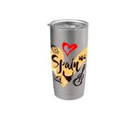 I Love Spain, Cool Spain Doodles Illustration Graphic Design Gobelet isotherme en acier inoxydable double paroi