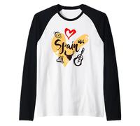 I Love Spain, Cool Spain Doodles Illustration Graphic Design Manche Raglan