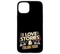 I Love Stories and Italian Food | Livre Amateur de pâtes Humour Coque pour iPhone 15 Plus