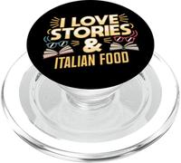 I Love Stories and Italian Food | Livre Amateur de pâtes Humour PopSockets PopGrip pour MagSafe