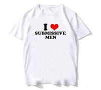 I Love Submissive Men Things T-Shirt Drôle Lettre Impression 3D Manches Courtes Col Rond Casual Tee Shirts Tops pour Femmes Hommes