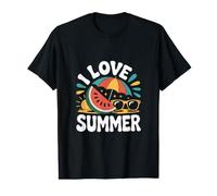 I Love Summer Lunettes de Soleil Motif pastèque T-Shirt Graphique avec Valeur