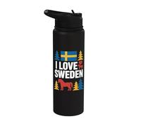 I Love Sweden Chevaux Arbres Drapeau Cœur Stainless Steel Insulated Water Bottle