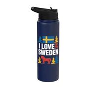 I Love Sweden Chevaux Arbres Drapeau Cœur Stainless Steel Insulated Water Bottle