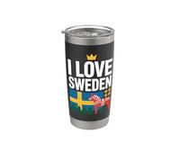 I Love Sweden Drapeau Dala Cheval Arbres Gobelet isotherme en acier inoxydable double paroi