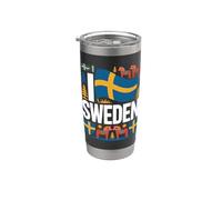 I Love Sweden Nordic Flag Pride Gobelet isotherme en acier inoxydable double paroi