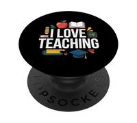 I Love Teaching Chapeau de Graduation Motif Tableau Noir PopSockets PopGrip Adhésif