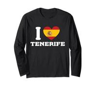 I Love Tenerife Drapeau Espagne Cœur Espagne Manche Longue