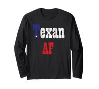 I Love Texan AF Drapeau d'État Vieilli - I Stand with Texas Manche Longue