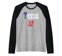 I Love Texan AF Drapeau d'État Vieilli - I Stand with Texas Manche Raglan
