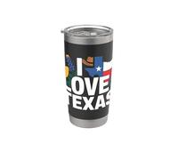 I Love Texas Map Chapeau de cowboy Fleurs Gobelet isotherme en acier inoxydable double paroi