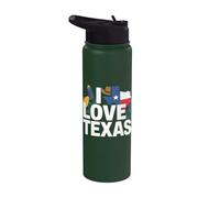 I Love Texas Map Chapeau de cowboy Fleurs Stainless Steel Insulated Water Bottle