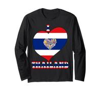 I Love Thailand Proud Thai Pride Drapeau Thaïlande Motif cœur Manche Longue