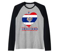 I Love Thailand Proud Thai Pride Drapeau Thaïlande Motif cœur Manche Raglan