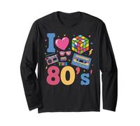 I Love The 80's Slogan, 80s-Themed Party Costume for Women Manche Longue