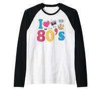 I Love The 80's Slogan, 80s-Themed Party Costume for Women Manche Raglan