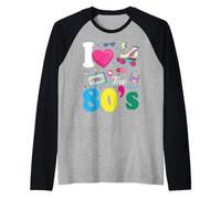 I Love The 80's Slogan, 80s-Themed Party Costume for Women Manche Raglan