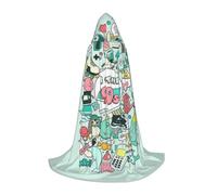 (I Love The 90s Illustration) Cape à capuche imprimée pour adolescents fête costumée Halloween Cape à capuche douce et élastique, M