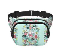 I Love The 90s Illustration Unisexe Taille Réglable Carré Double Couche Ceinture Sac pour Activités de Plein Air Voyage Course Randonnée, Noir , Taille unique