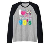 I Love The 90s Slogan 90s-Themed Party Costume for Women Manche Raglan