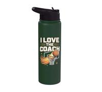I Love The Coach Cerceau de basket-ball graphique Stainless Steel Insulated Water Bottle