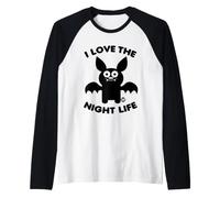 I Love The Night Life Funny Bat Manche Raglan