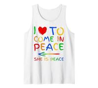 I Love To Come In Peace She Is Peace Funny Matching Couple Débardeur