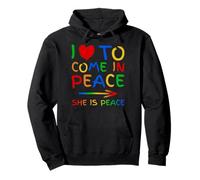 I Love To Come In Peace She Is Peace Funny Matching Couple Sweat à Capuche