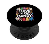 I Love To Eat Candy Lollipop Ours en gélatine PopSockets PopGrip Adhésif