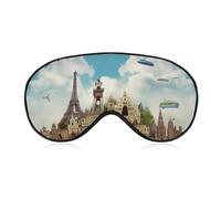 I Love to Travel Masque pour les yeux, masque de sommeil latéral léger, masque de sommeil, coussinet nasal et bande élastique pour enfants, femmes et hommes