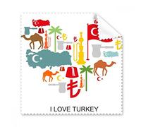 I Love Turquie Cœur Camel Lira Drapeau National de Noix de Coco Arbre Lunettes Chiffon Chiffon de Nettoyage Cadeau Nettoyant pour Écran de Téléphone 5 Pcs