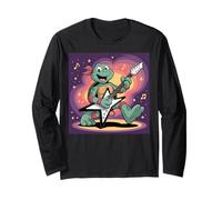 I Love Turtles Sea Playing Guitare Rock Star Rock and Roll Manche Longue