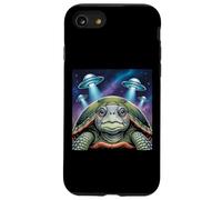 I Love Turtles Sea Selfie avec des OVNIS extraterrestres Tortue bizarre Coque pour iPhone SE (2020) / 7 / 8