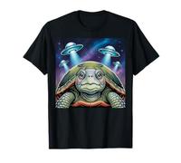 I Love Turtles Sea Selfie avec des OVNIS extraterrestres Tortue bizarre T-Shirt