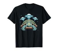 I Love Turtles Sea Selfie avec des OVNIS extraterrestres Tortue bizarre T-Shirt