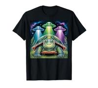 I Love Turtles Sea Selfie avec des OVNIS extraterrestres Tortue bizarre T-Shirt