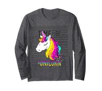 I Love Unicorns, Funny Cute Illustration Unicorn Graphic Manche Longue