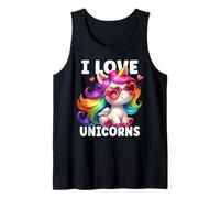 I Love Unicorns Lunettes de Soleil avec Licorne Arc-en-Ciel Débardeur